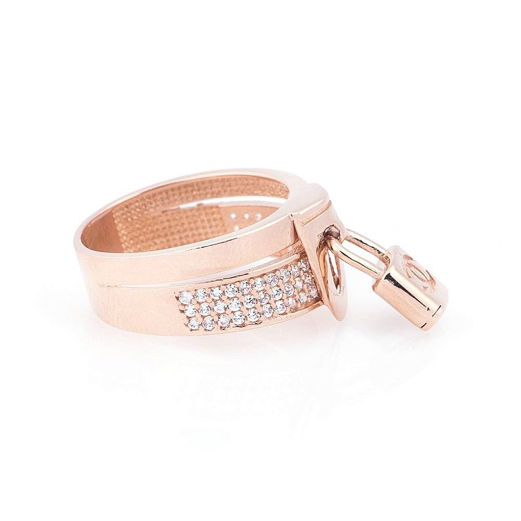 Золотое кольцо "Замок" (фианиты) к05319 от ювелирного магазина Оникс - 2