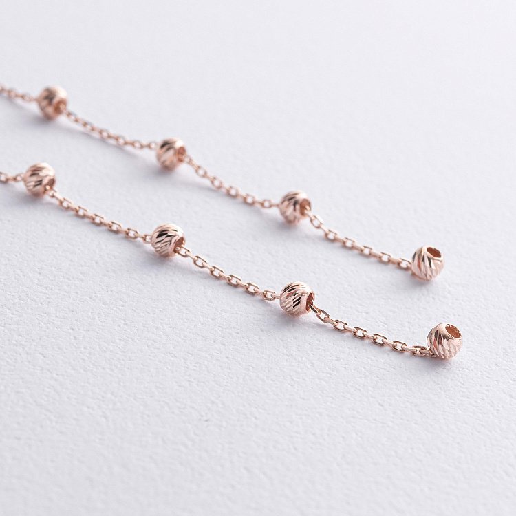 Сережки - протяжки з кульками (червоне золото) с09047 від ювелірного магазину Онікс - 3