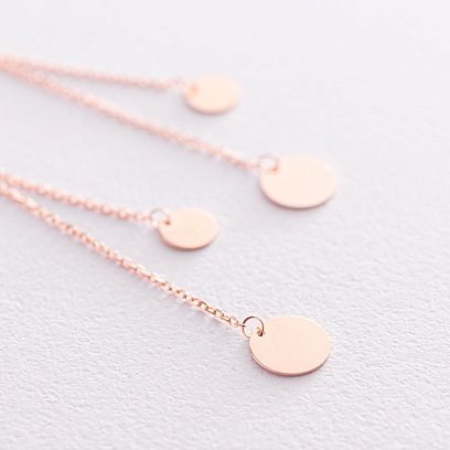 Золоті сережки "Монетки на ланцюжку" с07386 №3