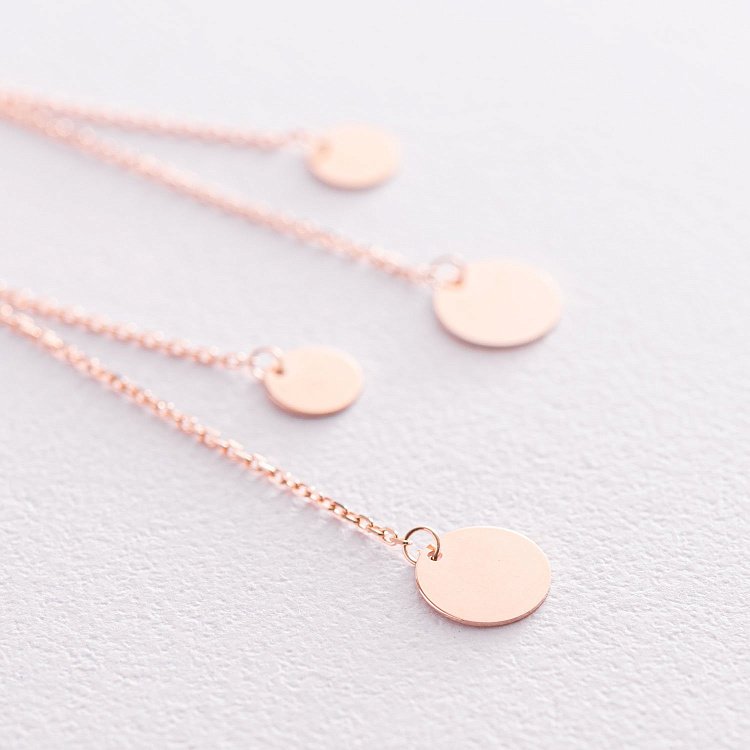 Золоті сережки "Монетки на ланцюжку" с07386 від ювелірного магазину Онікс - 3