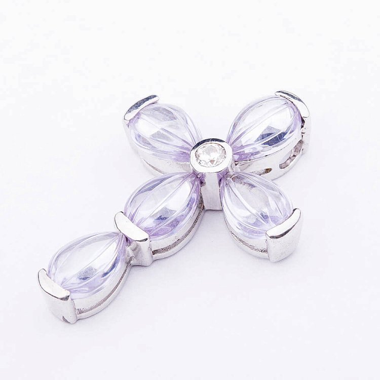 Серебряный крест с аметистом и фианитом о995п от ювелирного магазина Оникс - 3