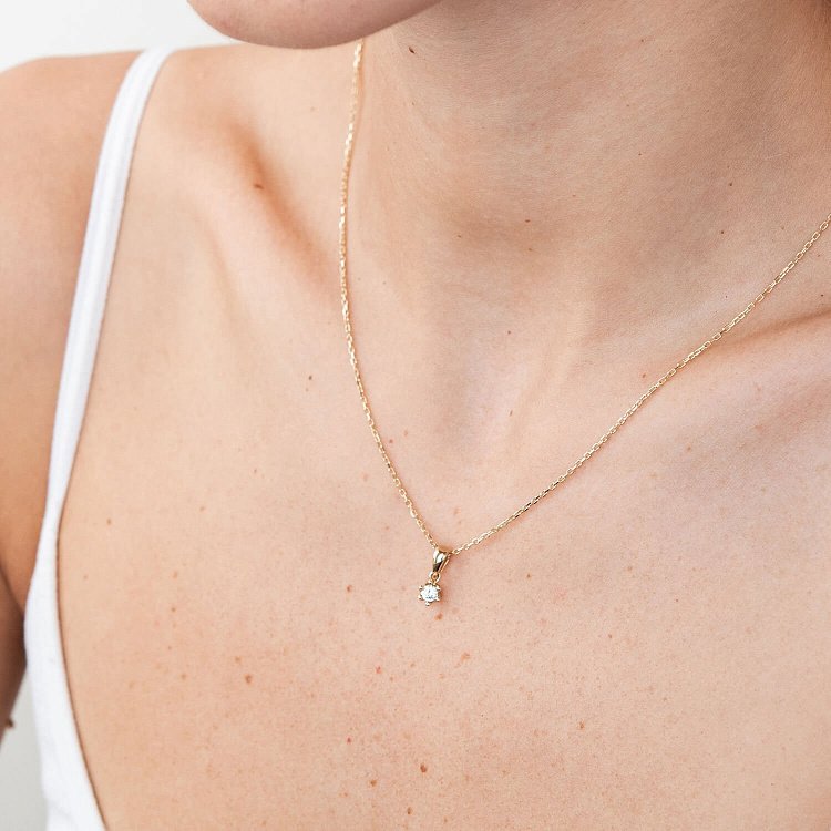 Золотий кулон з фіанітом п03126 від ювелірного магазину Онікс - 2