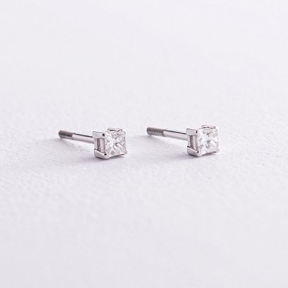 Золотые серьги - пусеты 2 в 1 с бриллиантами 327271121 №5