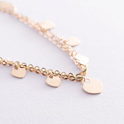 Браслет "Сердечки" в желтом золоте б04501 №5
