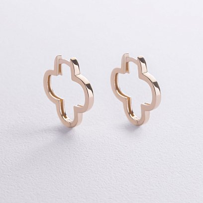 Сережки "Конюшина" в жовтому золоті с06936 №3
