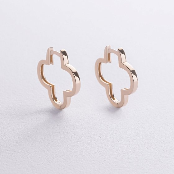 Сережки "Конюшина" в жовтому золоті с06936 №3
