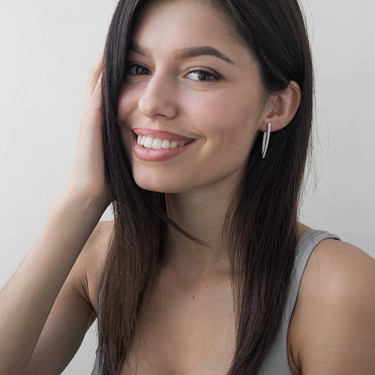 Золотые серьги с бриллиантами е0323б от ювелирного магазина Оникс - 2