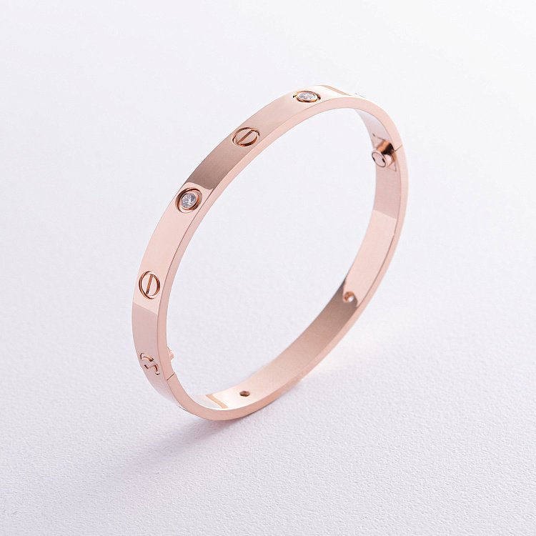 Жорсткий браслет "Love" з діамантами (червоне золото) 546601321 від ювелірного магазину Онікс - 9