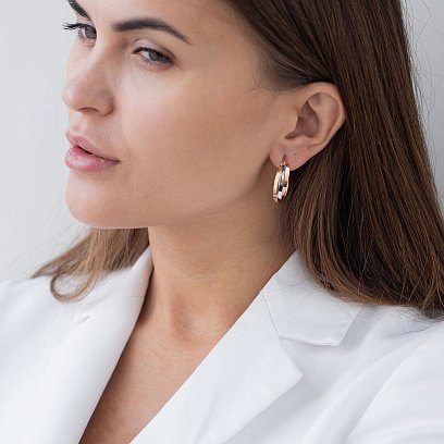 Серьги "Сплетение" (красное и белое золото) с06342 №2