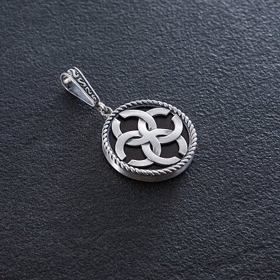 Срібний кулон – оберіг "Весільник" з ебеновим деревом 085 №3