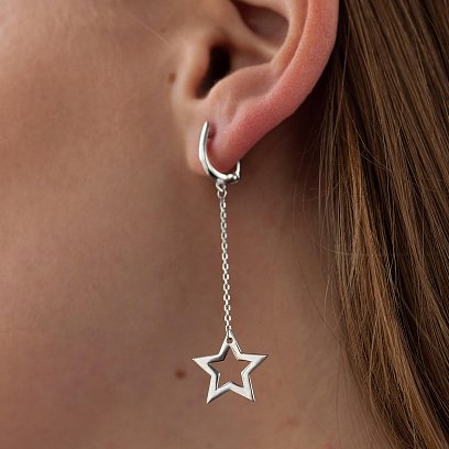 Серебряные серьги "Звездочки на цепочке" 902-01376 №4