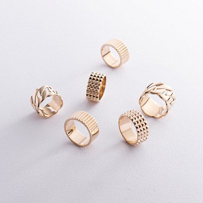 Широка каблучка "Б'янка" у жовтому золоті к07358 №9