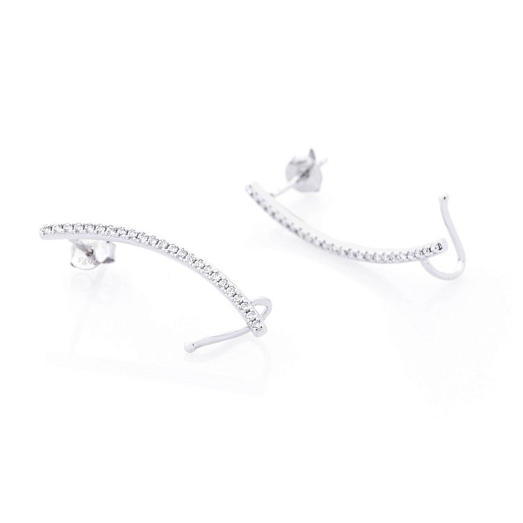 Серебряные серьги-пусеты с фианитами 122469 от ювелирного магазина Оникс - 1