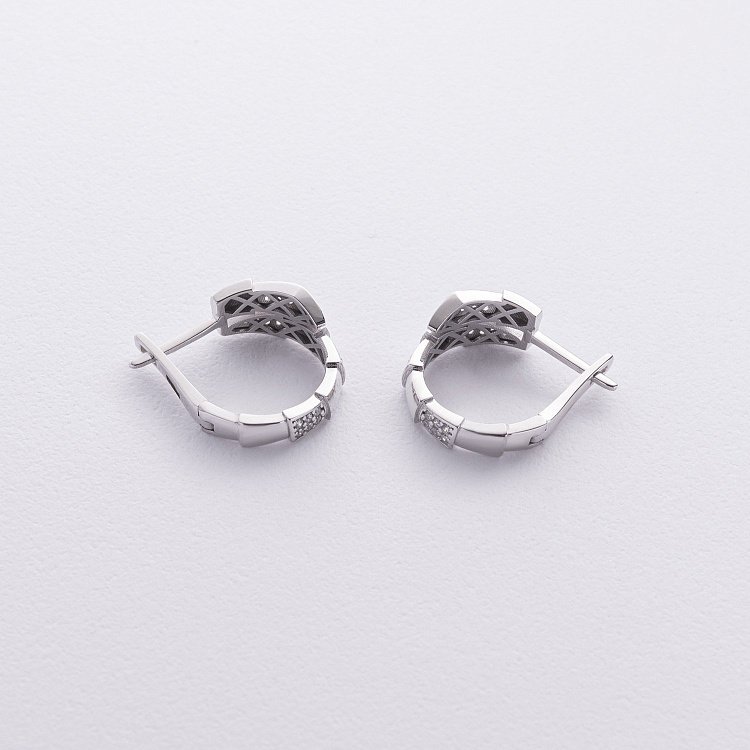 Серьги "Змеи" с фианитами (белое золото) с09053 от ювелирного магазина Оникс - 2