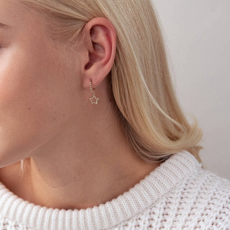 Золотые серьги "Звездочки" с07600 от ювелирного магазина Оникс - 1