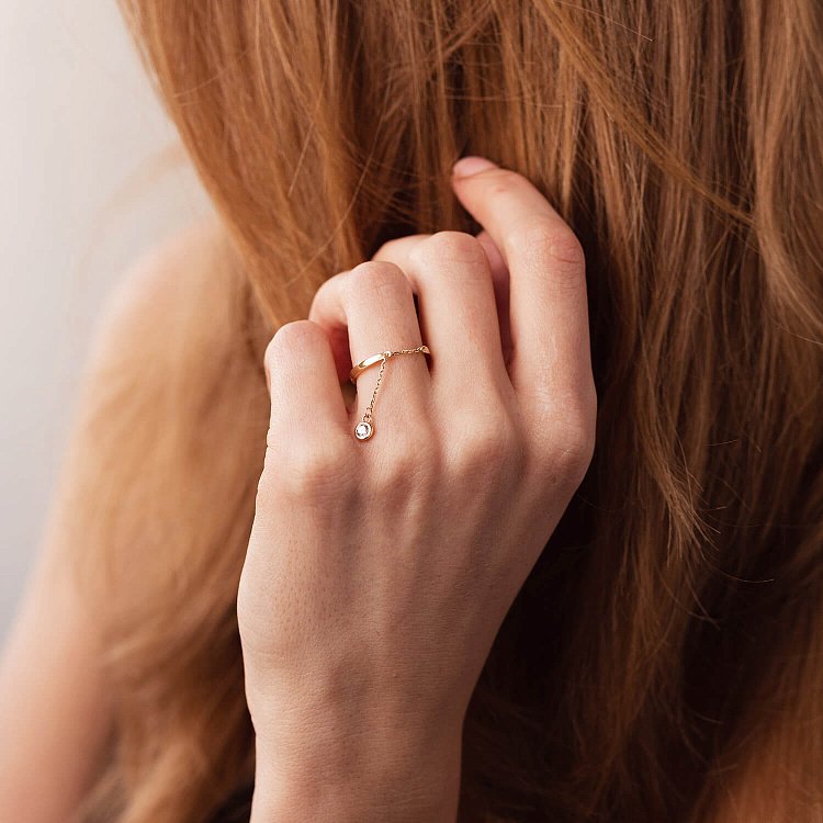 Золота каблучка з підвіскою (фіаніт) к06997 від ювелірного магазину Онікс - 5