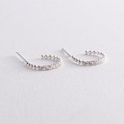 Срібні сережки - пусети "Мелоді" з фіанітами 123025 от ювелирного магазина Оникс - 4