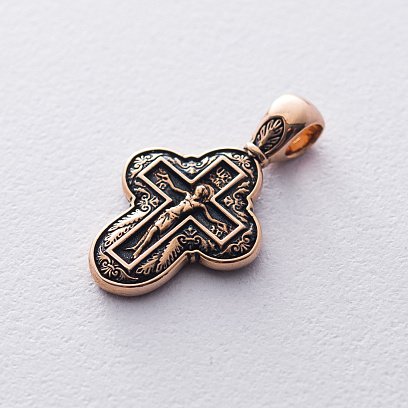 Золотий хрест "Розп'яття. Молитва Животворящого Хреста" п02635