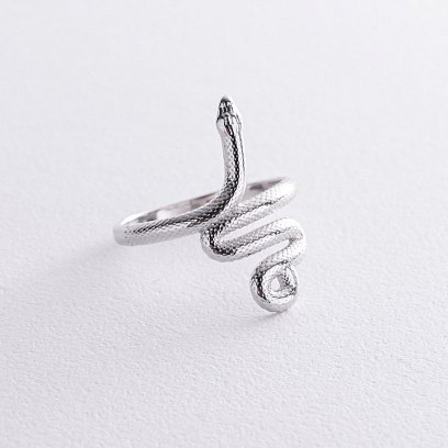 Кольцо "Змея" в белом золоте к07616 №2