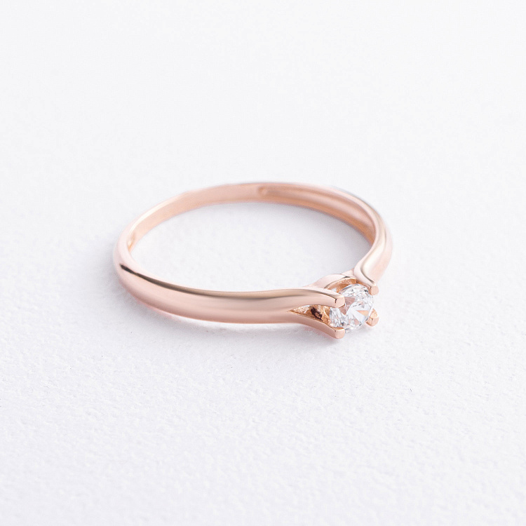 Заручальна золота каблучка з фіанітом к08481 від ювелірного магазину Онікс - 1