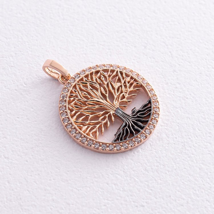 Кулон "Древо жизни" с фианитами (красное золото) п03830 от ювелирного магазина Оникс