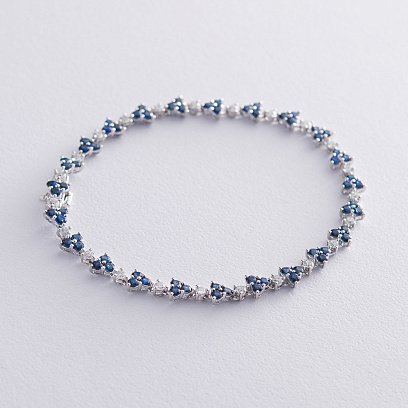 Золотой браслет с бриллиантами и сапфирами бб0024nl