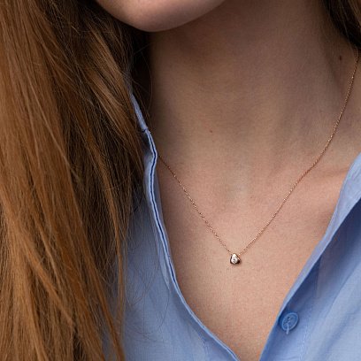 Золотое колье "Сердце" с одним фианитом кол01966 №3