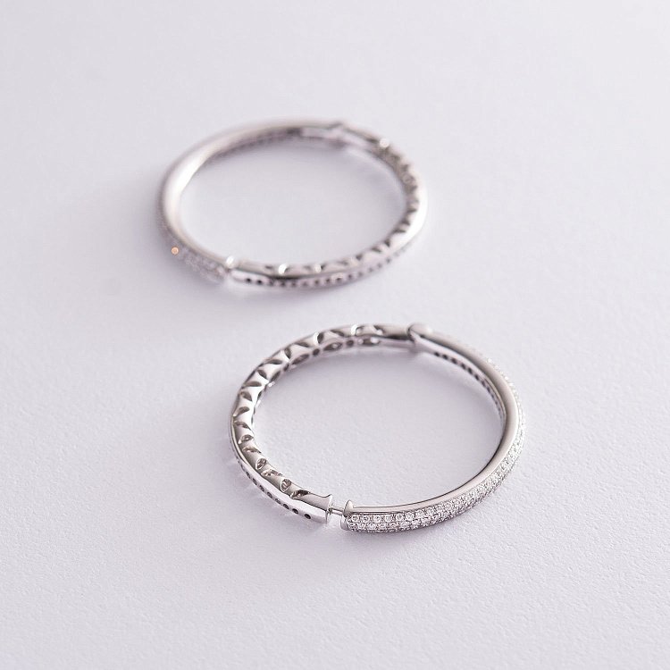 Золоті сережки - кільця з діамантами с1117 від ювелірного магазину Онікс - 3