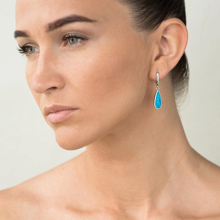 Серебряные серьги "Капельки" с эмалью 122196 от ювелирного магазина Оникс - 3