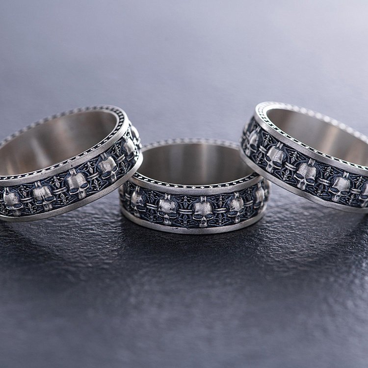 Чоловіча срібна каблучка з черепами 1164 від ювелірного магазину Онікс - 11