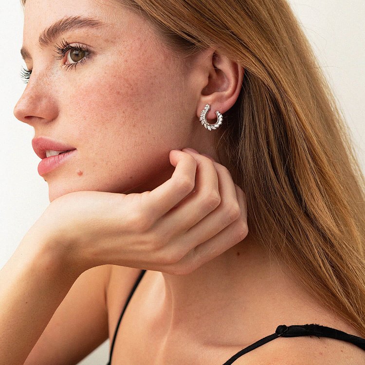 Золотые серьги - пусеты с бриллиантами сб0407nl от ювелирного магазина Оникс - 3