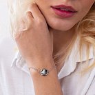 Серебряный браслет "Клевер" с перламутром и фианитом 141201 от ювелирного магазина Оникс - 1