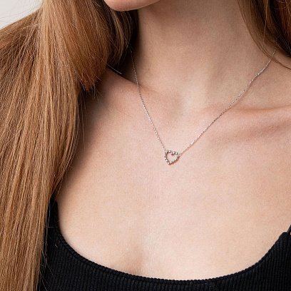 Кольє "Закохане серце" в білому золоті кол01991 №5