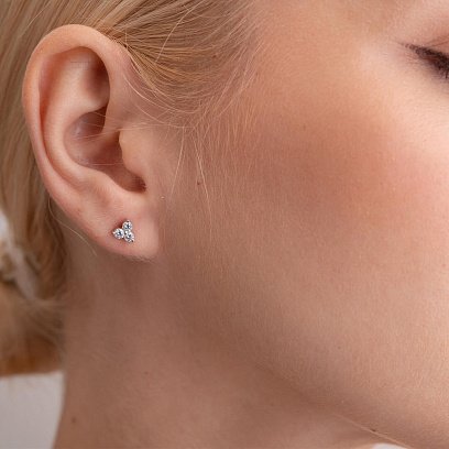 Золотые серьги - пусеты с бриллиантами 322531121 №6