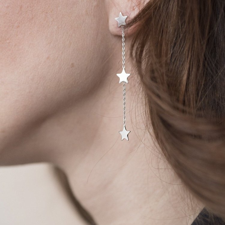 Срібні сережки "Зірочки" 122143 від ювелірного магазину Онікс