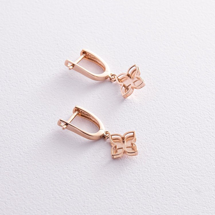 Серьги "Клевер" в красном золоте с08457 от ювелирного магазина Оникс - 3