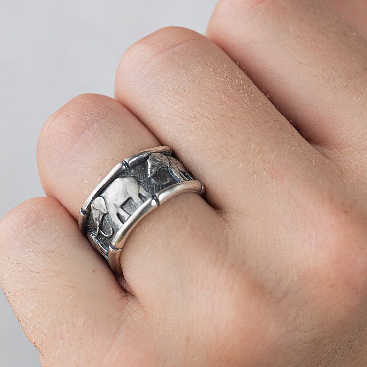 Серебряное кольцо "Слоны" 112727 от ювелирного магазина Оникс - 2