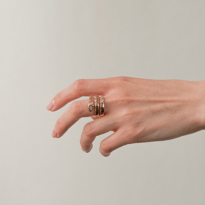 Каблучка "Змія" в червоному золоті (фіаніти) к08304 №2