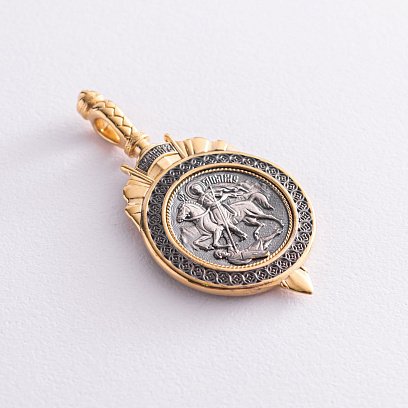 Срібна підвіска "Димитрій Солунський" з позолотою 132390 №6