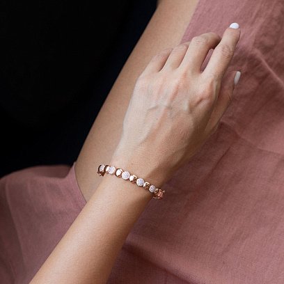 Золотий браслет з фіанітами б03758 №2