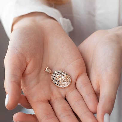 Золота ладанка "Ікона Божої Матері" 17122400 №2