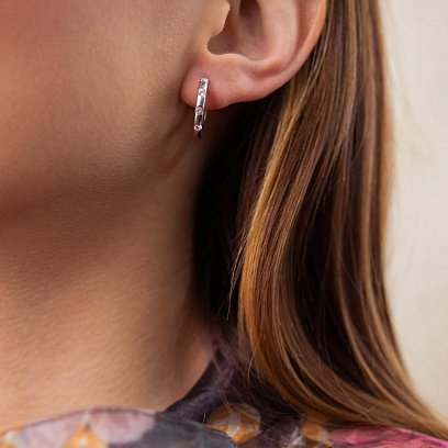 Срібні сережки - кільця (фіаніти) OR110510 №5