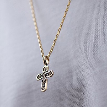 Крест "Распятие" в желтом золоте п03876 №4