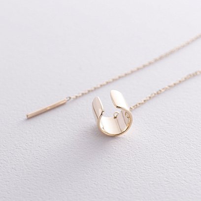 Серьга - каффа с цепочкой (желтое золото) с08698 №4