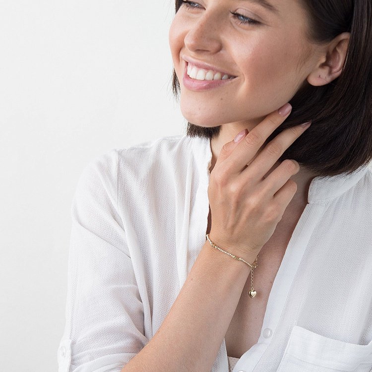 Золотий браслет "Сердечка" б04016 від ювелірного магазину Онікс - 5