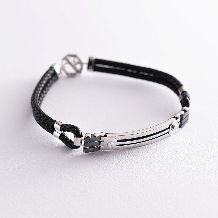 Каучуковый браслет из белого золота (оникс, керамика) б03981 от ювелирного магазина Оникс