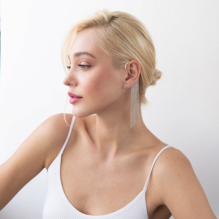 Сережка - каффа "Неповторність" в білому золоті с07589 від ювелірного магазину Онікс - 6