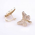 Золоті сережки "Метелики" з фіанітами с03669 от ювелирного магазина Оникс - 1
