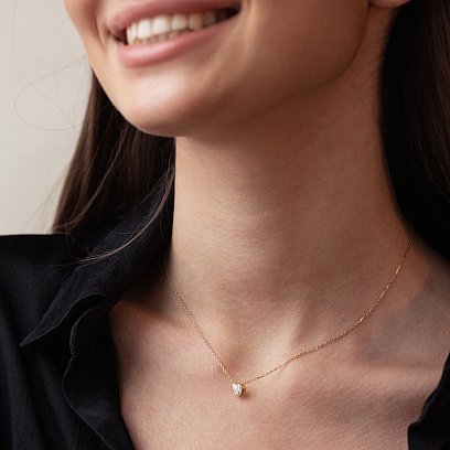 Золоте кольє "Сердечко" з фіанітом кол02345 №2