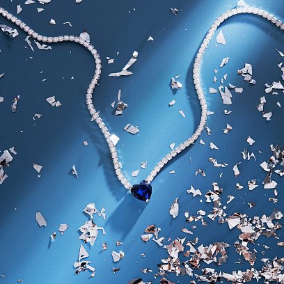 Срібне кольє - чокер "Сердечко" з фіанітами 181259 №12